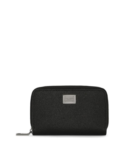 Dolce & Gabbana Logo-plaque Calf Leather Wallet In Black