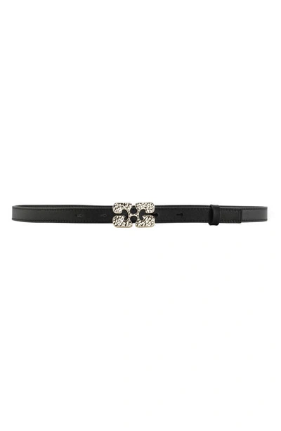 Ganni Logo Metal Belt In Black