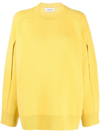 Lanvin Women's Round Neck Cocoon Cape Jumper Sweater In Yellow &amp; Orange