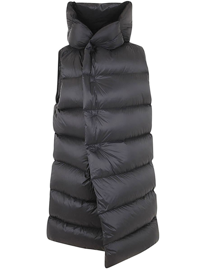 Rick Owens Sleeveless Hooded Liner Padded Jacket Clothing In Black