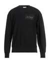 Aries Logo Jacquard Cotton Sweatshirt In Black