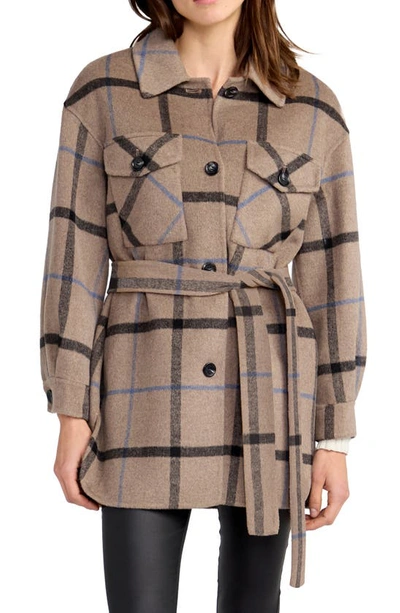Belle & Bloom Rivers Edge Wool Blend Shirt Jacket In Oat Plaid
