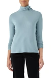 Eileen Fisher Heathered Long-sleeve Turtleneck Top In Blue