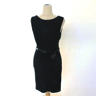 Pre-owned Gucci Black Sleeveless Dress With Black Leather Belt