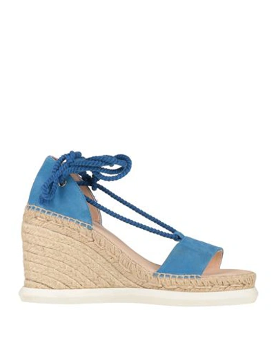 Fabi Woman Espadrilles Azure Size 8 Soft Leather In Blue