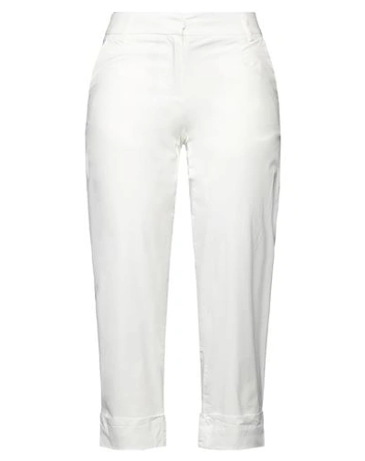 Homeward Clothes Woman Cropped Pants White Size 8 Cotton, Elastane