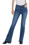 Hint Of Blu Chewed Mid Rise Flare Jeans In Resort Blue