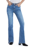 Hint Of Blu Chewed Mid Rise Flare Jeans In Steel Blue