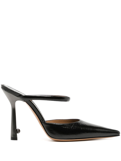 Off-white Lollipop 110mm Patent-leather Mules In Nero