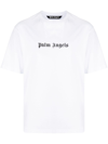 Palm Angels White Short-sleeved T-shirt With Monogram Pa Embroidery In White Black