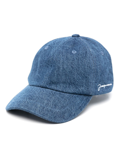 Jacquemus Mens Blue La Casquette Brand-embroidered Denim Cap