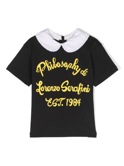 Philosophy Di Lorenzo Serafini Logo-print Bib-collar T-shirt In 黑色