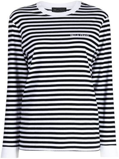 Bella Freud Stripe-print Organi Cotton T-shirt In Black