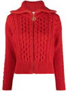 PATOU CABLE-KNIT WOOL-BLEND CARDIGAN