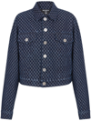 Balmain Monogram Check Jacquard Denim Jacket In 蓝色