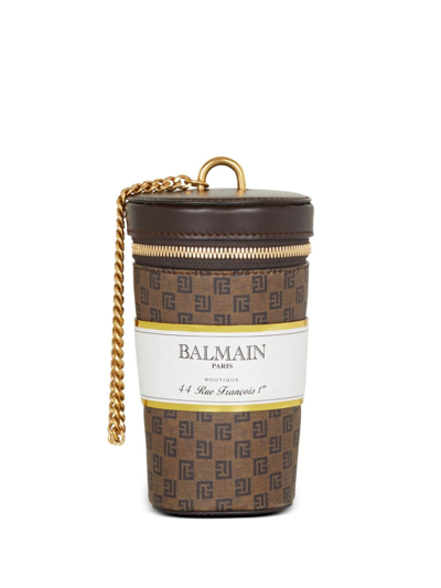 Balmain Coffee Cup Minaudière Clutch Bag In 褐色