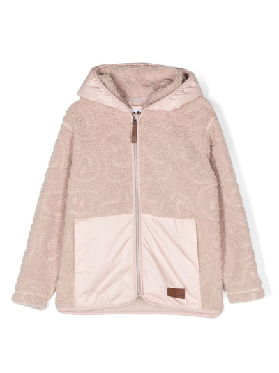 Molo Kids' Fleece-texture Hooded Jacket In Beige