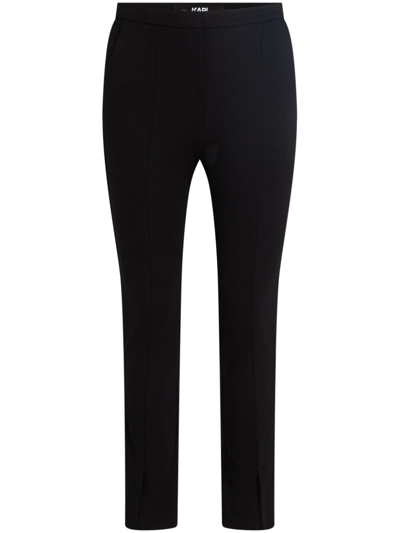 Karl Lagerfeld Punto Logo-stripe Cropped Trousers In Black