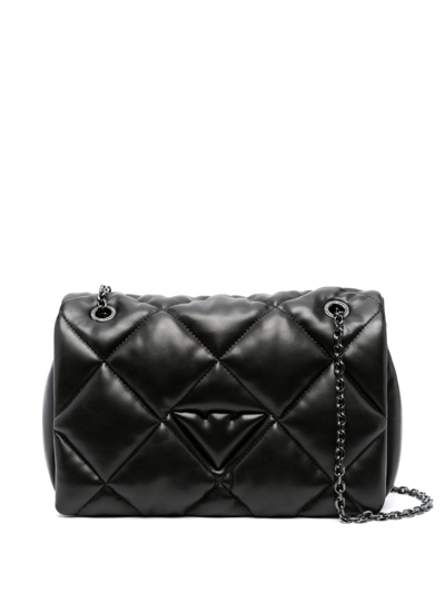 Emporio Armani Logo-charm Quilted Shoulder Bag In 黑色