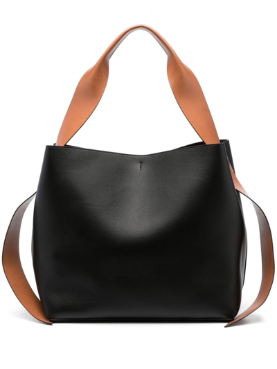Jil Sander Medium Leather Shoulder Bag In Black
