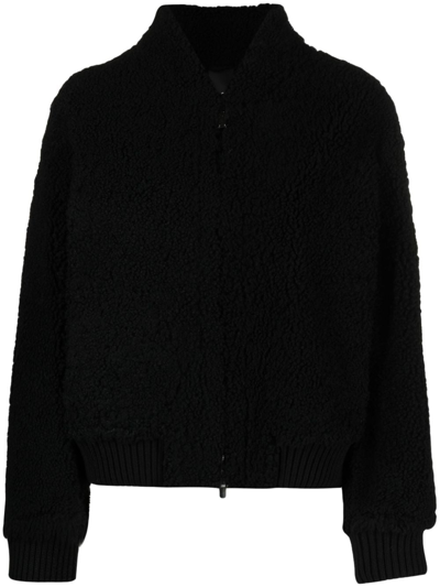 Furling By Giani Maya Shearling Bomber Jacket In Negro