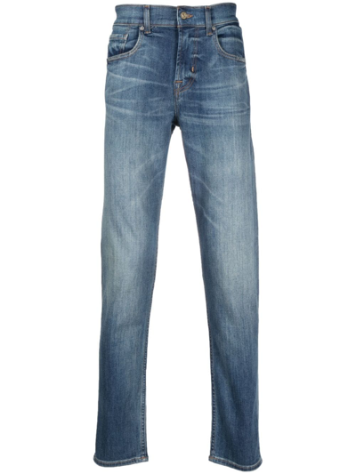 7 For All Mankind Slim-cut Cotton Jeans In Blue