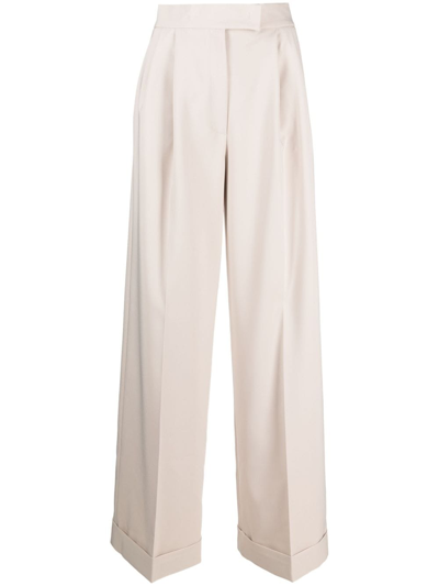 D.exterior Pressed-crease Flared Trousers In Beige