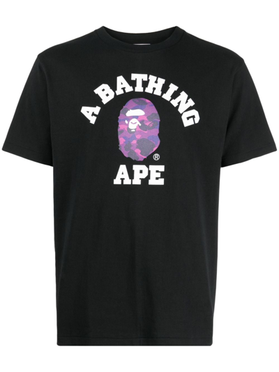 A Bathing Ape Logo-print Cotton T-shirt In 黑色
