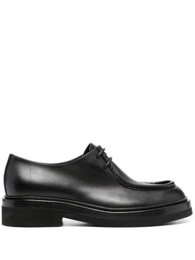 Santoni Lace-up Leather Loafers In 黑色