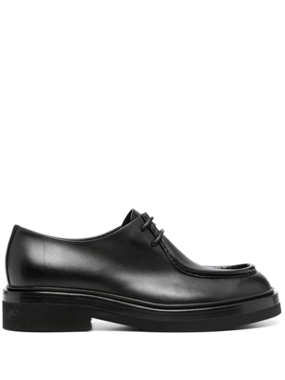 Santoni Lace-up Leather Loafers In Black