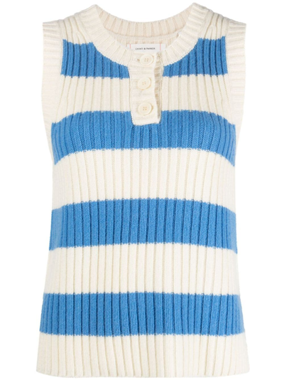 Chinti & Parker Striped Ribbed Waistcoat In Neutrals