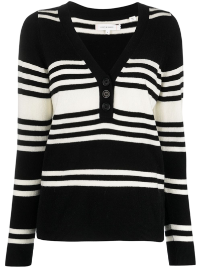 Chinti & Parker Camille Striped Knitted Top In Black