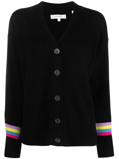 Chinti & Parker V-neck Wool-cashmere Varsity Cardigan In Black Multi