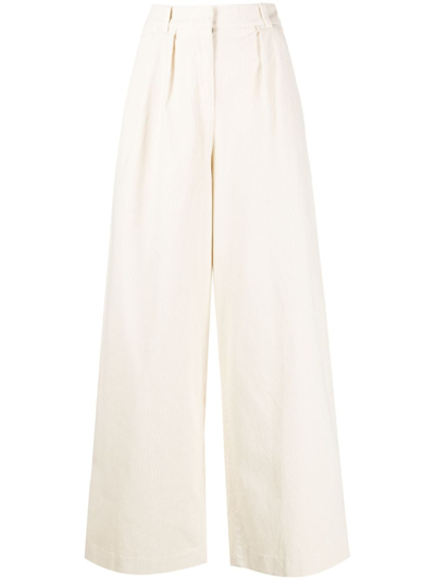 Chinti & Parker High-waisted Wide-leg Corduroy Trousers In Neutrals