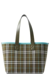 Burberry London Check Canvas Tote Bag In Olive Green