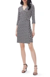 Diane Von Furstenberg New Julian Two Print Silk Wrap Dress In Chain Link Medium Black