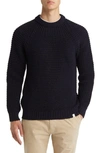 Peregrine Waffle Stitch Wool Crewneck Sweater In Navy