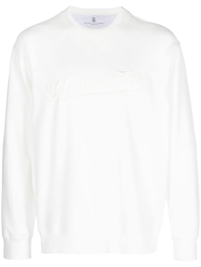 Brunello Cucinelli Sweatshirt Mit Logo-stickerei In White