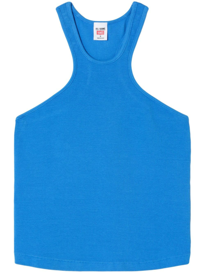 Re/done Racer Cotton Tank Top In Blau