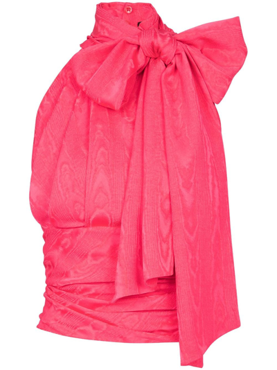 Balmain Draped Sleeveless Blouse In Fuchsia Pink