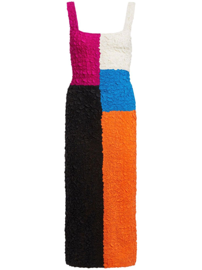 Mara Hoffman Misha Colour-block Popcorn Modal Midi Dress In Multicolor