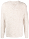 Sunflower Brushed-effect V-neck Jumper In White