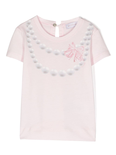 Monnalisa Babies' T-shirt Mit Halsketten-print In Pink