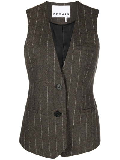 Remain Pinstripe-pattern Wool-blend Waistcoat In Braun