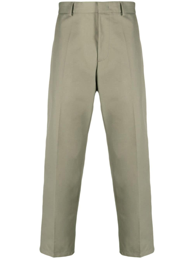 Jil Sander Straight-leg Cotton Trousers In Green
