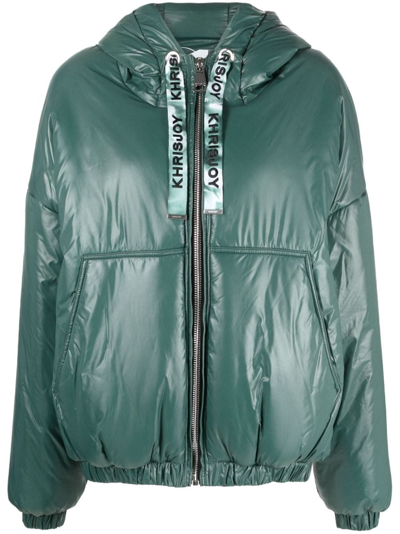 Khrisjoy High-shine Hooded Jacket In Grün