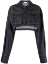 The Mannei Gudari Cropped Denim Blazer In Blau