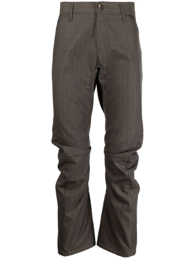 Junya Watanabe Stripe-print Wool Trousers In Braun