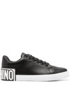 MOSCHINO LOGO-PATCH LEATHER SNEAKERS