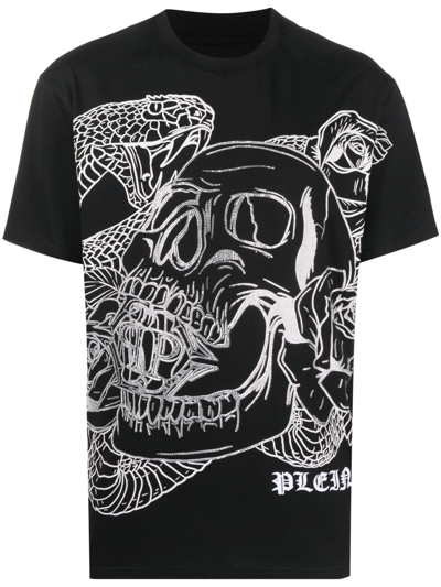 Philipp Plein T-shirt Mit Grafischem Print In Black